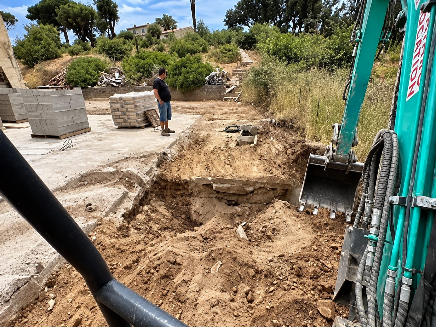 Chantier de démolition et terrassement à Cogolin
